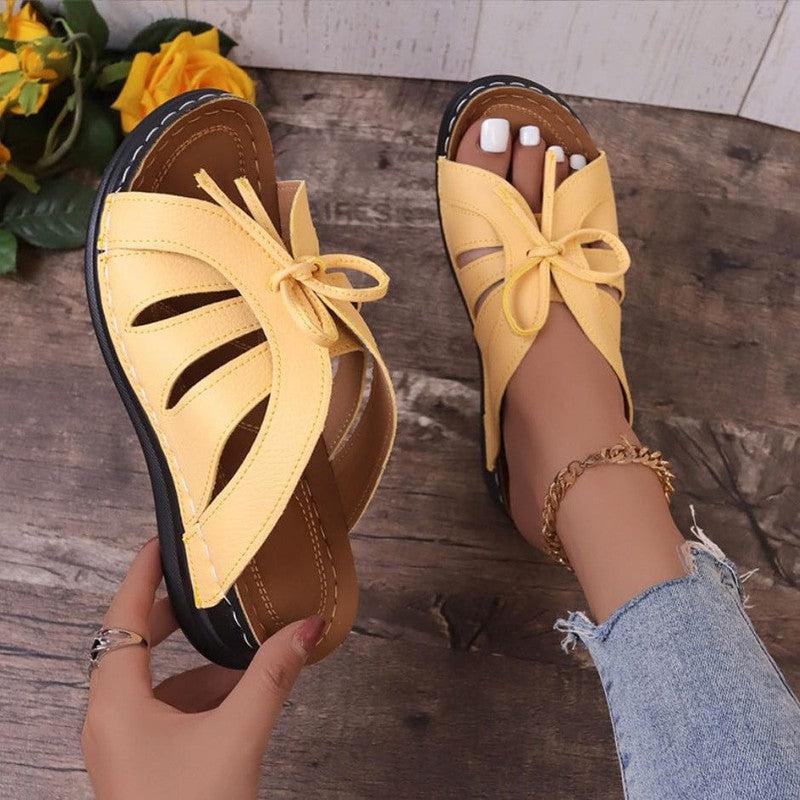 Cheky - New Roman Shoes For Women Lace-up Platform Wedges Sandals Summer Fashion Slides Casual Vacation Beach Slippers