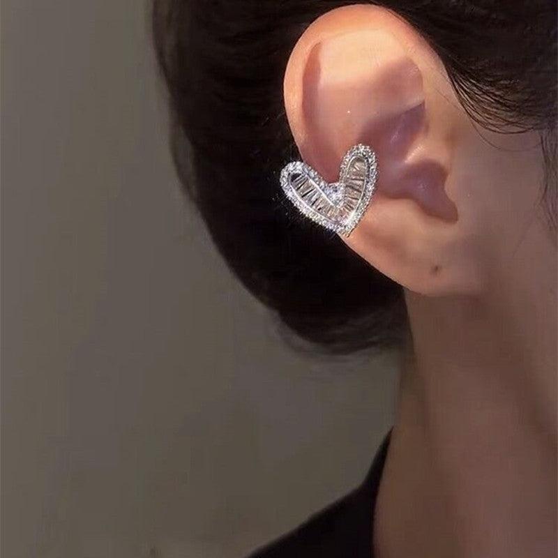 Cheky - Fashion Jewelry Micro Inlaid Zircon Love Ear Clip Female Niche Design