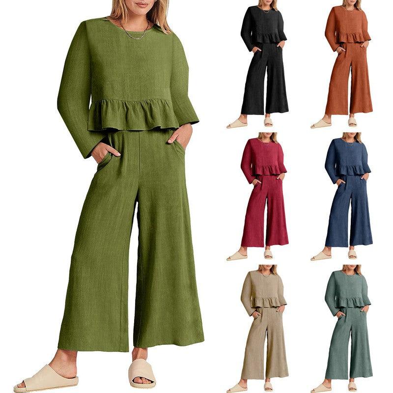 Cheky - Women's Long Sleeve Pleated Short Sleeves Suit