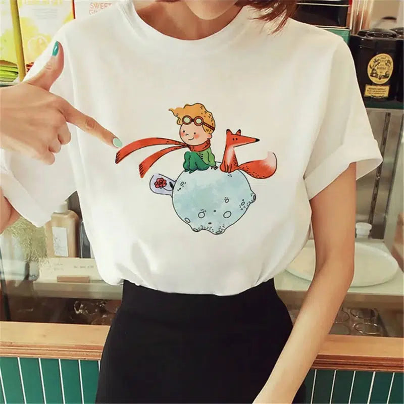 Cheky - Hot Spring Summer Little Prince Graphic Women's T-Shirt Little Prince Graphic Tees Vouge Shirts For women O-Neck Short Sleeve