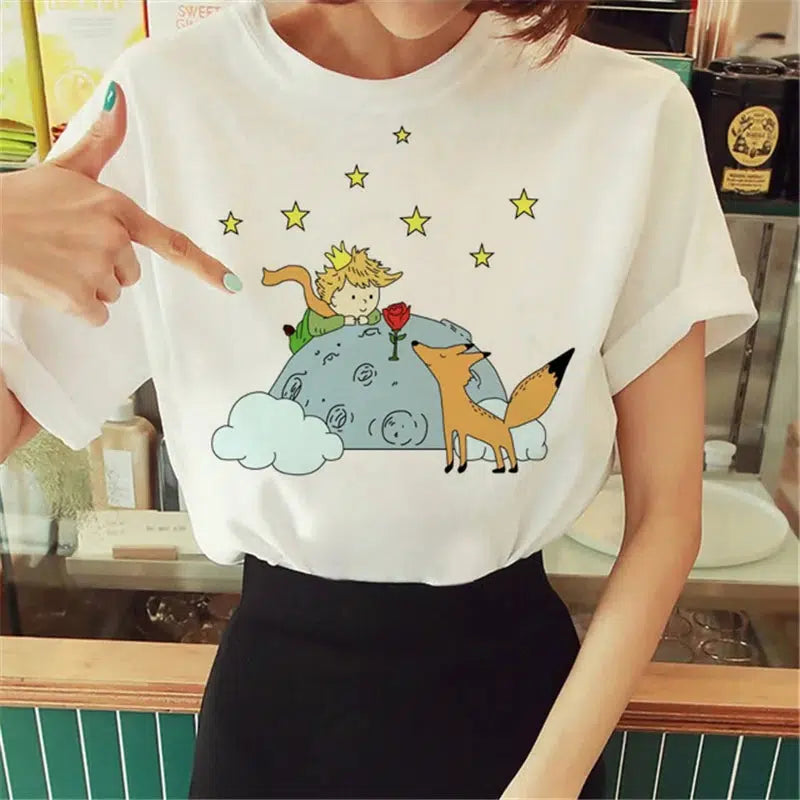 Cheky - Hot Spring Summer Little Prince Graphic Women's T-Shirt Little Prince Graphic Tees Vouge Shirts For women O-Neck Short Sleeve