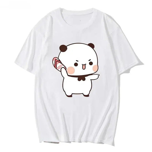 Cheky - Cute Bear LOVE T Shirt Women Bubu Dudu Couple Tops tee summer Short Sleeve tshirts female Korean Casual girl t-shirt camisetas