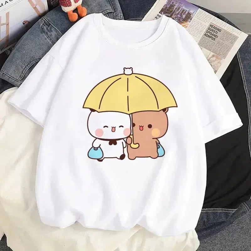 Cheky - Cute Bear LOVE T Shirt Women Bubu Dudu Couple Tops tee summer Short Sleeve tshirts female Korean Casual girl t-shirt camisetas