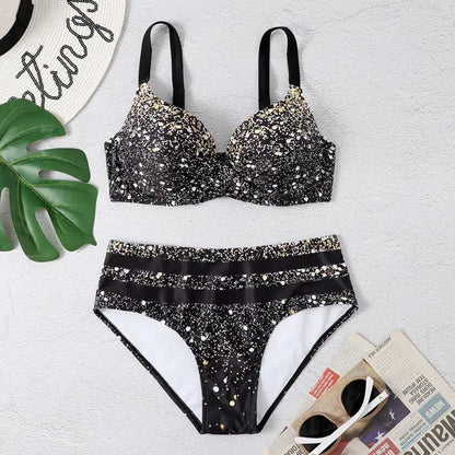 Cheky - Summer Bikinis Women High Waisted Swimwear With Push Up Female Swimsuit 2024 Swimming Bathing Suit Bikini Set Beach Wear Bather