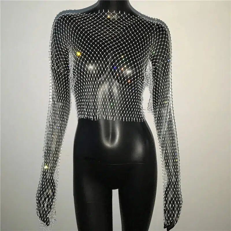 Cheky - Women Sexy Mesh See Through T Shirt