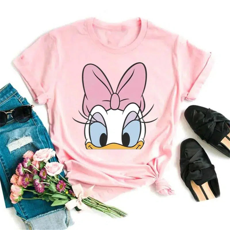 Cheky - Fashion Mickey Minnie Mouse Disney T-shirt Women's Clothing Summer Short Sleeves Tops Casual Kawaii T Shirts Clothes