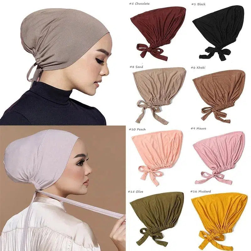 Cheky - New Soft Modal Muslim Turban Hat Inner Hijab Caps Islamic Underscarf Bonnet India Hat Female Headwrap Turbante Mujer