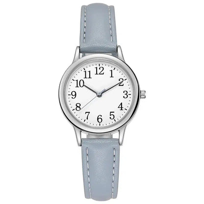 Cheky - Japan Movement Women Quartz Watch Easy to Read Arabic Numerals Simple Dial PU Leather Strap Lady Candy Color