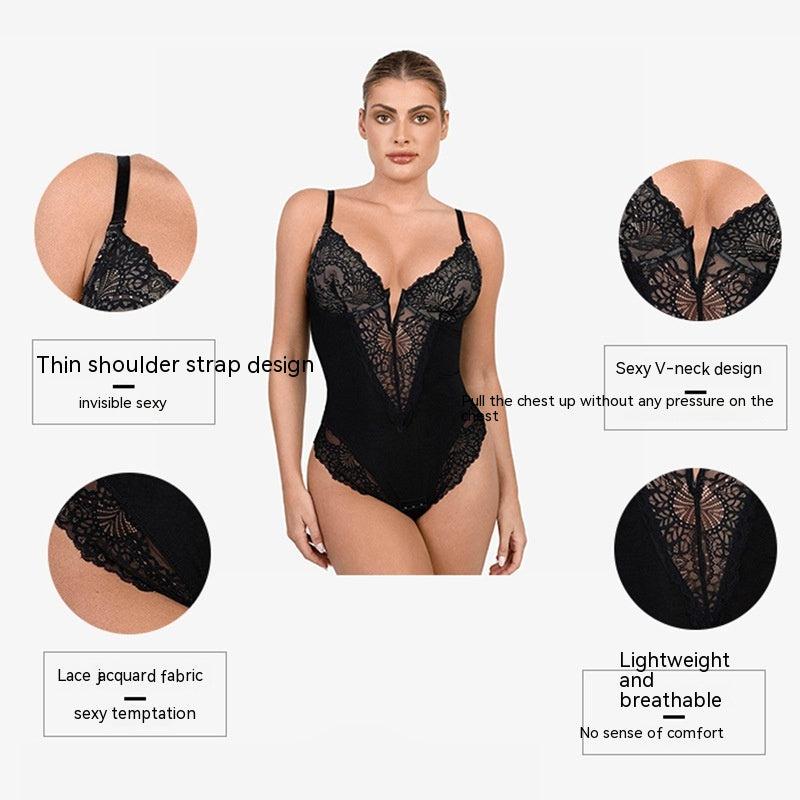 Cheky - Lace Shapewear Women's Jumpsuit Waist Control Body Shaping Butt Lift Bodysuit Body Shaper Rompers