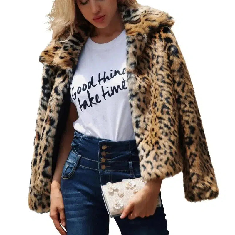 Cheky - Faux fur women's lapel jacket autumn and winter new