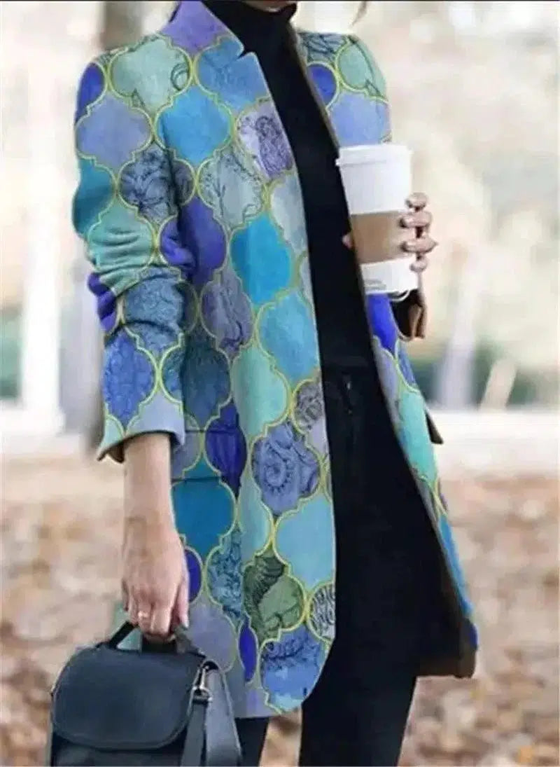 Cheky - Female small printed long sleeve coat lapel