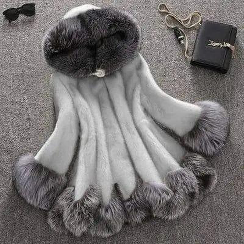 Cheky - Hooded faux mink coat