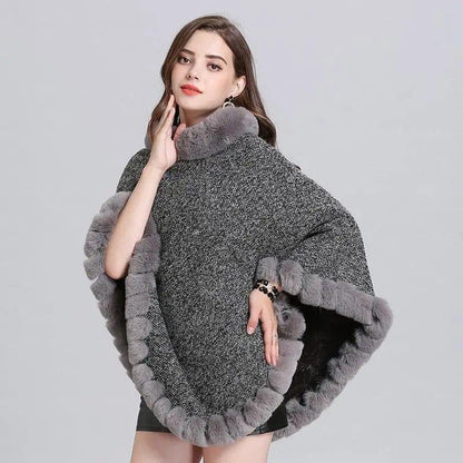 Cheky - Knit sweater cloak shawl coat women