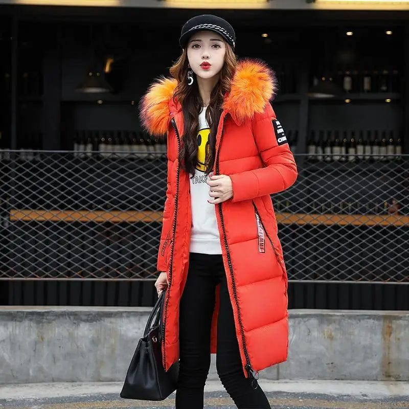 Cheky - Winter Elegance: Chic Padded Jacket with korean Fur Hood