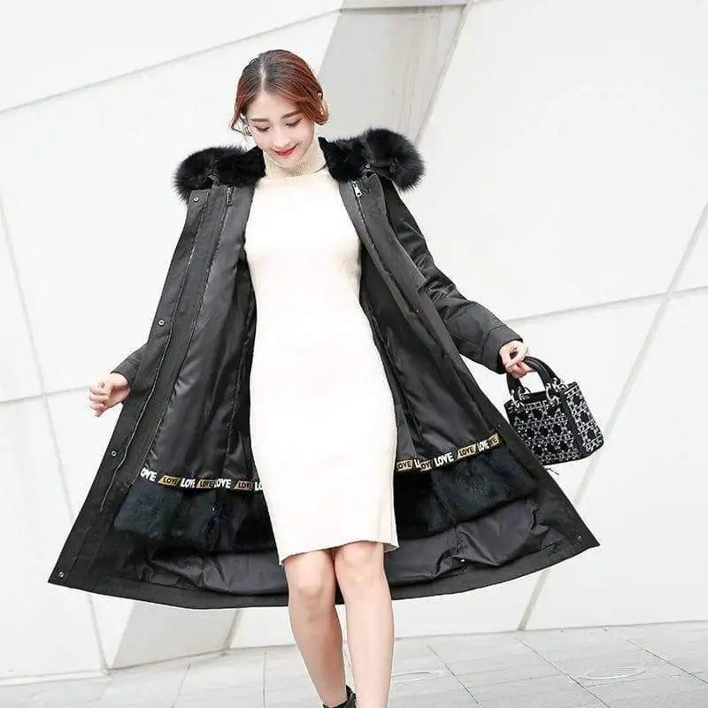 Cheky - Medium length heavy and slim detachable fur coat