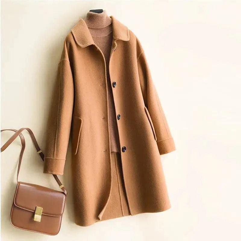 Cheky - Mid-length women's woolen coat trench coat