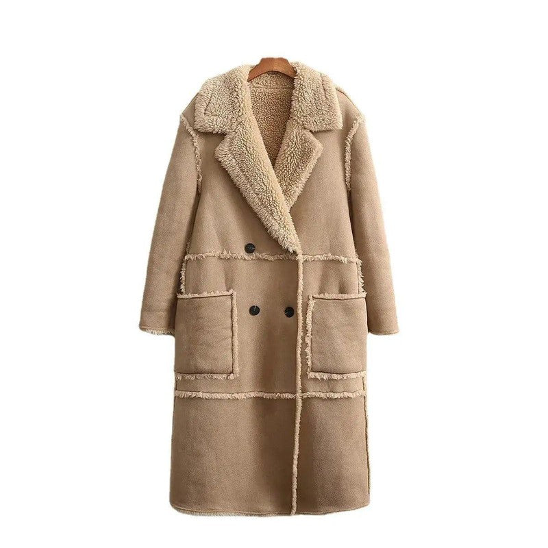 Cheky - Classic Tailored Trench Coat with Sherpa Detailing