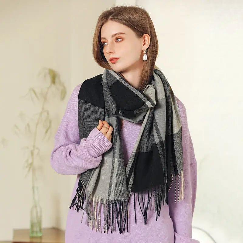 Cheky - Winter Scarf Women Shawl Thickening Warm Fringe