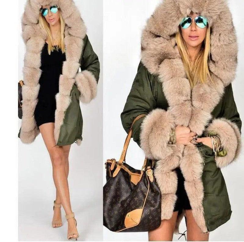 Cheky - Women's fur collar coat