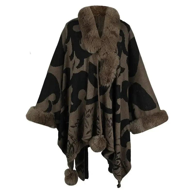 Cheky - Women's Fur Collar Thickened Warm Shawl